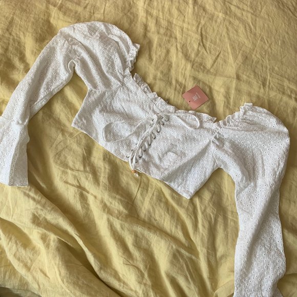 Love + Harmony White Atomic Nature Eyelet Crop - Picture 4 of 10